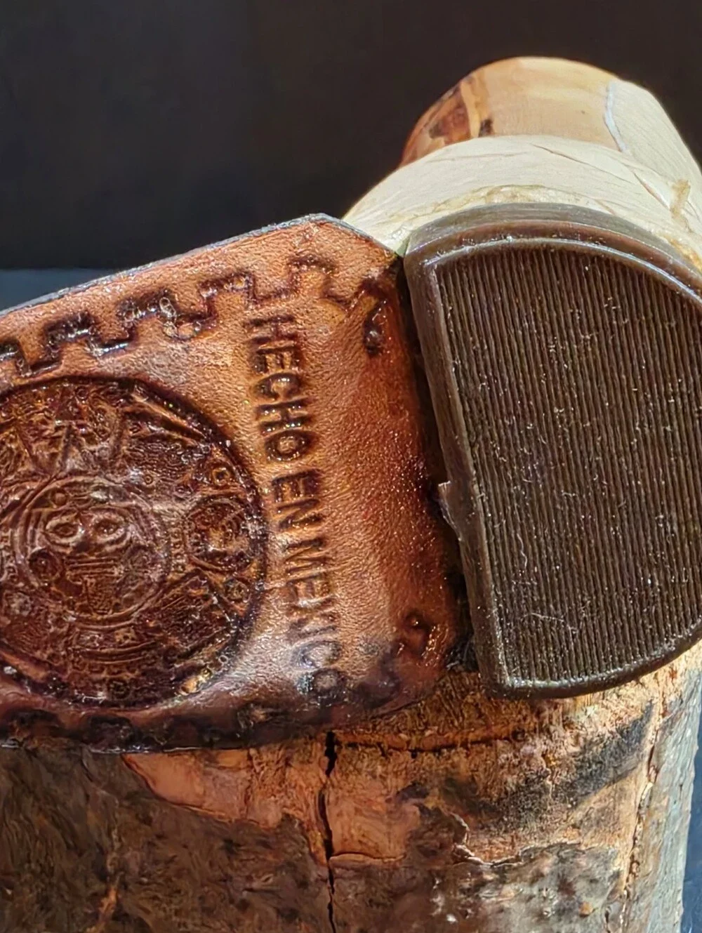 Texas Tooled Leather Mini Boot Shot Glass
